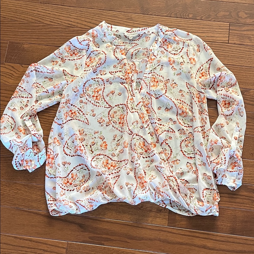 Mystree Floral Blouse in Cream and Orange